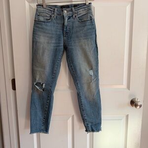 Stylish Lucy Brand Distressed Blue Women's Cropped Jeans